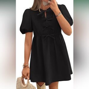 Elegant Black Bow-Tie Mini Dress